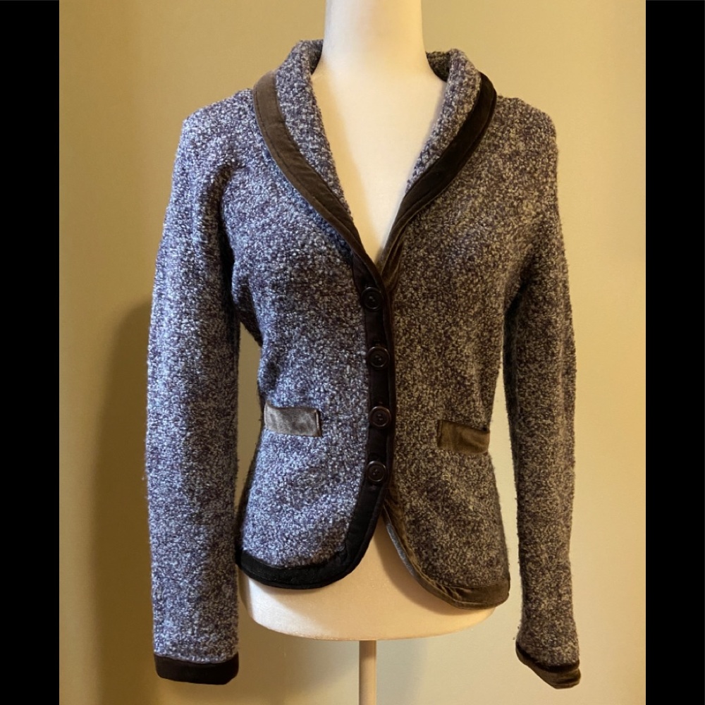 Anthropologie HRW Purple Marled Boucle Sweater Jacket, S